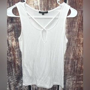 Ambiance White Sexy Ribbed Tank Top